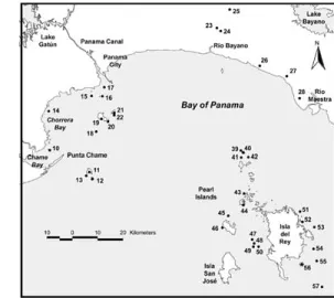 Figure 2. Waterbird nesting sites in the eastern Azuero Peninsula and Parita Bay. 2005-2006