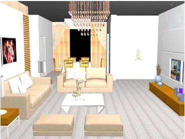 Gambar III.7 hasil akhir tampilan interior ruang keluarga 