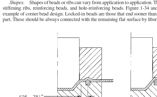 FIGURE 1-33Draw bead types and recommended distances for their construction.