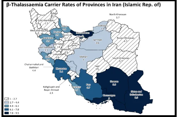 Figure 5. Micromapping of β-thalassaemia in Iran (Source: Miri M. et al 2013 [18]) 