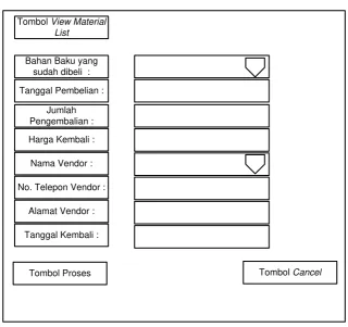 Gambar 4.17 Rancangan Input Pemesanan Bahan Baku 