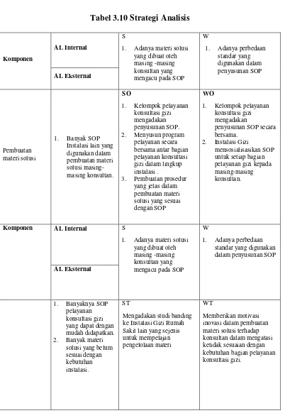 Tabel 3.10 Strategi Analisis 