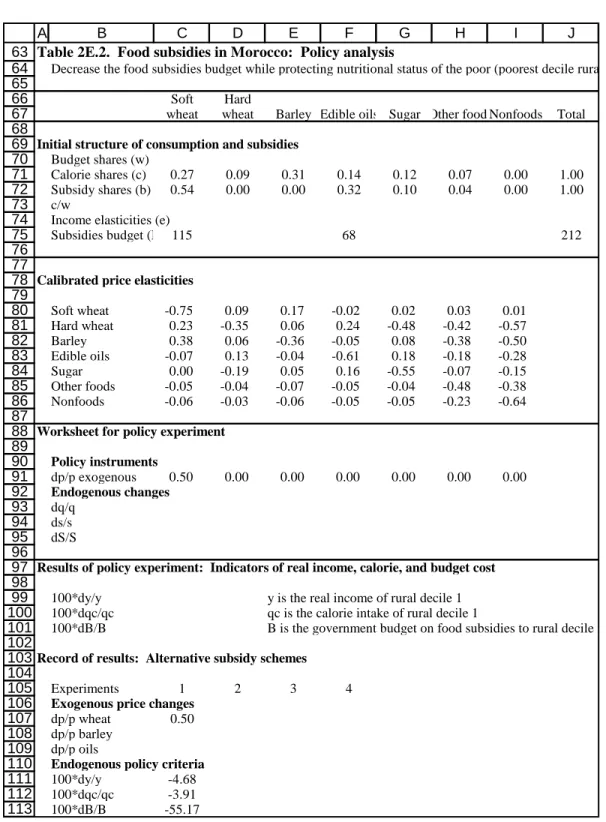 Table 2E.2.  Food subsidies in Morocco:  Policy analysis