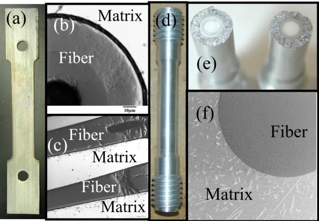 Figure 1-1  Some example views of continuous fiber metal matrix composites.   