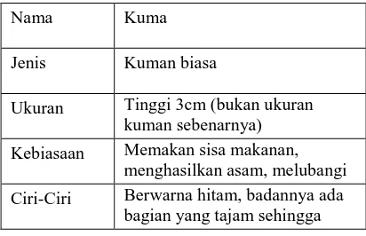 Tabel 4. Deskripsi Karakter Kuma  