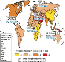 Gambar 2.2 Prevalensi Diabetes Mellitus di Seluruh Dunia (Foster, 2001)