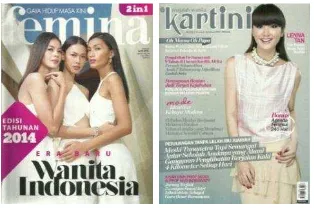Gambar 1. Cover majalah Femina edisi tahunan 2014 dan Kartini edisi Januari 2014. 