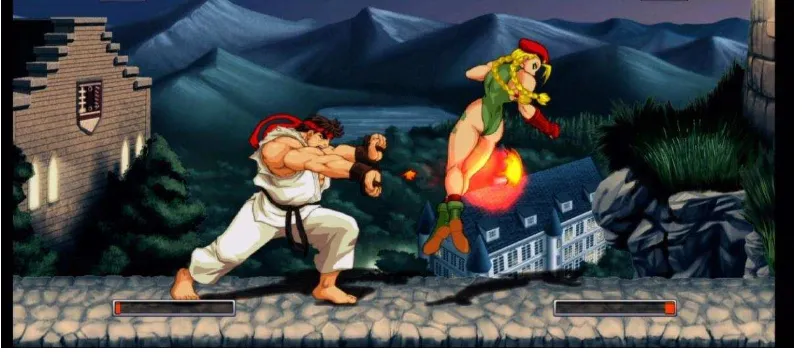 Gambar III.3 Sketsa Poster (gaya visual game Street Fighter) 