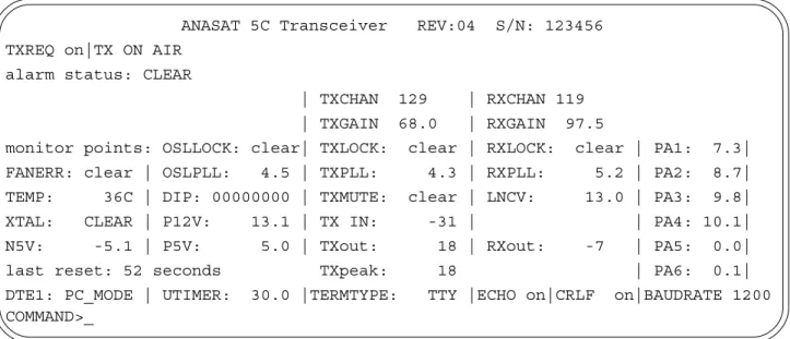 Figure 3-1. Remote M &amp; C terminal screen display.