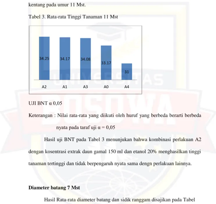Tabel 3. Rata-rata Tinggi Tanaman 11 Mst 