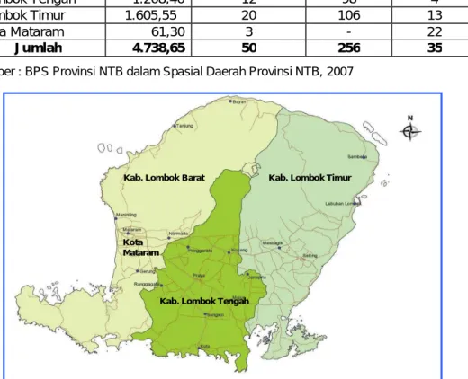 Tabel  2.2  Wilayah Administratif WS Pulau Lombok Per-Kabupaten/Kota  Kabupaten/Kota 