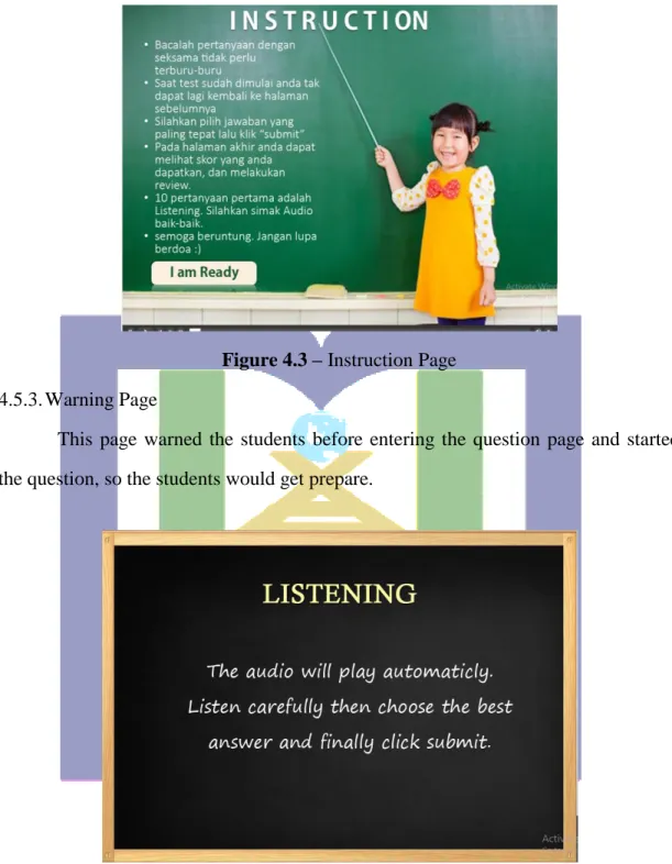Figure 4.3 – Instruction Page  4.5.3.  Warning Page   