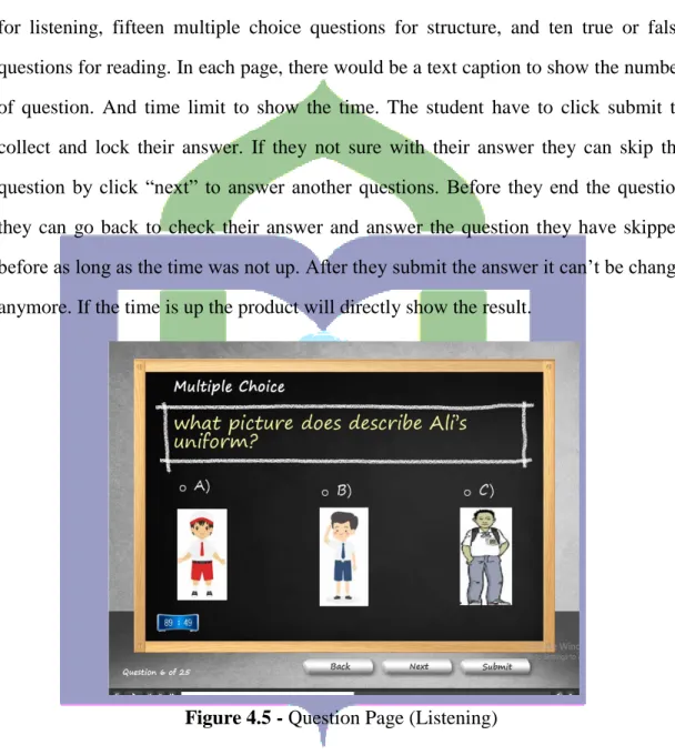 Figure 4.5 - Question Page (Listening) 