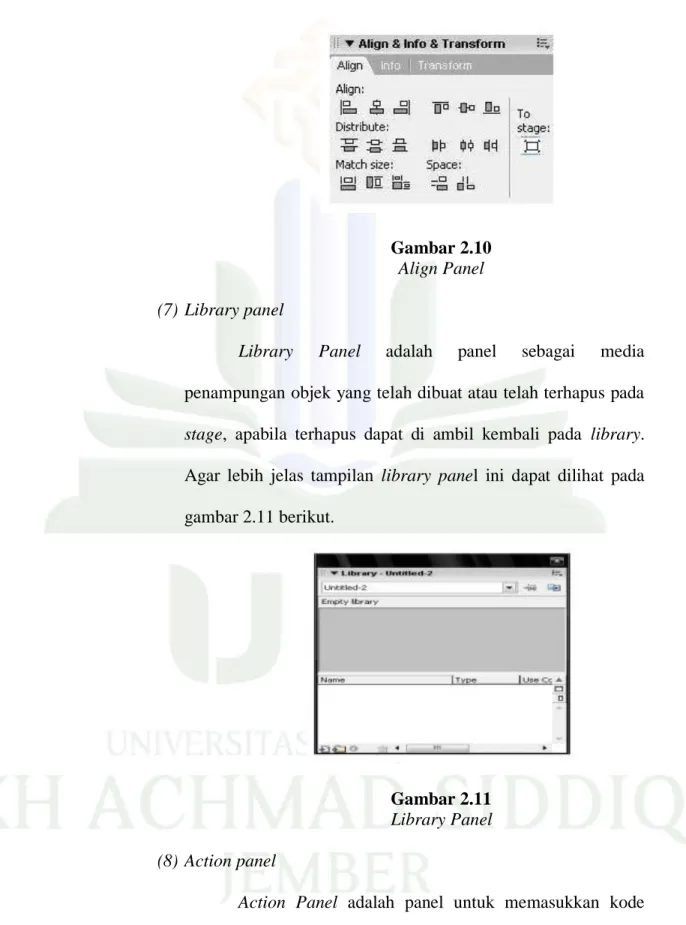 Gambar 2.11  Library Panel  (8) Action panel 