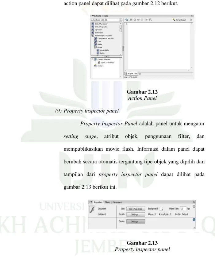 Gambar 2.12  Action Panel  (9) Property inspector panel 