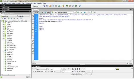 Gambar 2.8 Tampilan ruang kerja macromedia Dreamweaver 8.0 