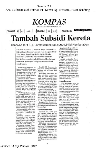 Gambar 2.1 Analisis berita oleh Humas PT. Kereta Api (Persero) Pusat Bandung 