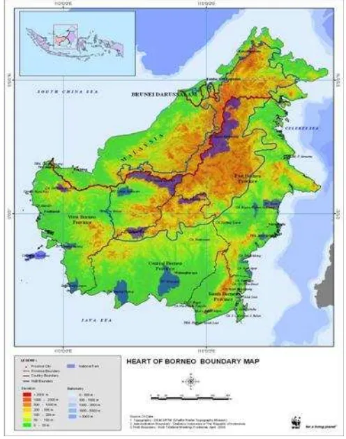 Gambar 3.3 Peta Harmonisasai Batas Heart Of Borneo 