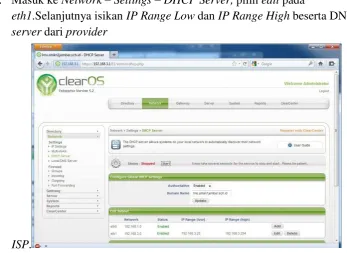 Gambar 3. 33. Pengaturan start DHCP 