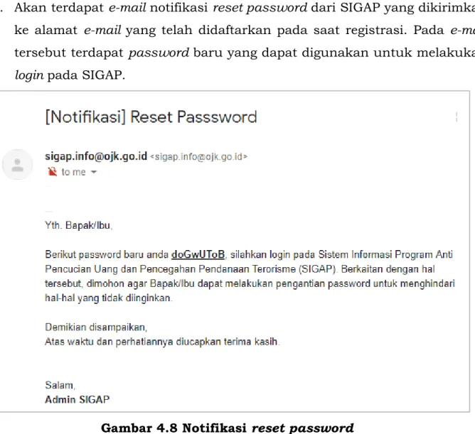 Gambar 4.8 Notifikasi reset password 