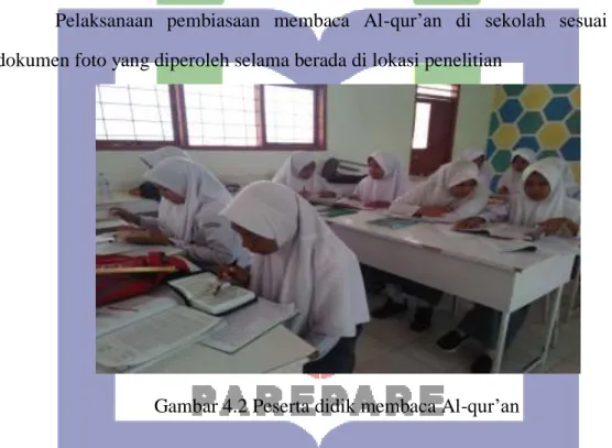 Gambar 4.2 Peserta didik membaca Al-qur’an 