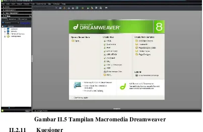 Gambar II.5 Tampilan Macromedia Dreamweaver 