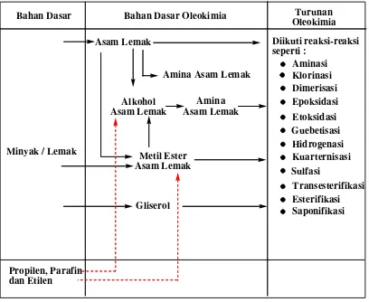 Tabel 2.1.  Diagram Alur Proses Oleokimia dari Bahan Dasar Minyak atau Lemak 