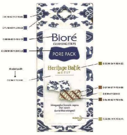 Gambar 6. Penggunaan warna dalam kemasan Biore pore pack heritage batik motif   
