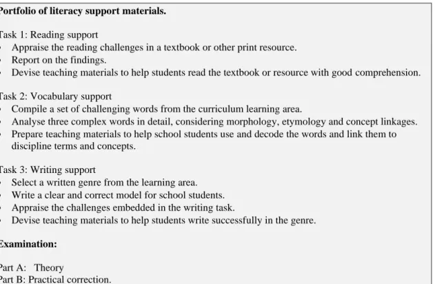 Figure 2. Assessment tasks embedded in a secondary curriculum literacy unit. 