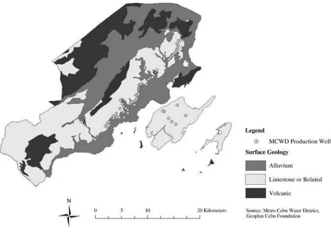 Figure 4Surface Geology and the Location of Municipal Source Wells in Cebu