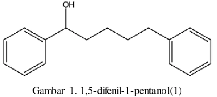 Gambar  1. 1,5-difenil-1-pentanol(1) 