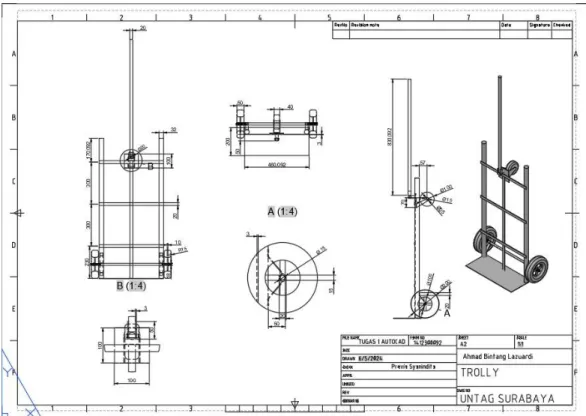 Gambar 2.2 Layout Trolly Autocad 