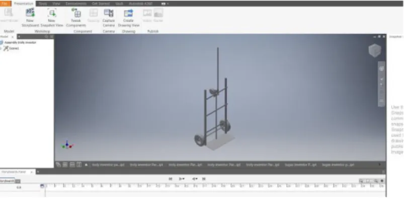 Gambar 3.14 Tutorial Presentation (.ipn) Trolly Menggunakan Inventor. 
