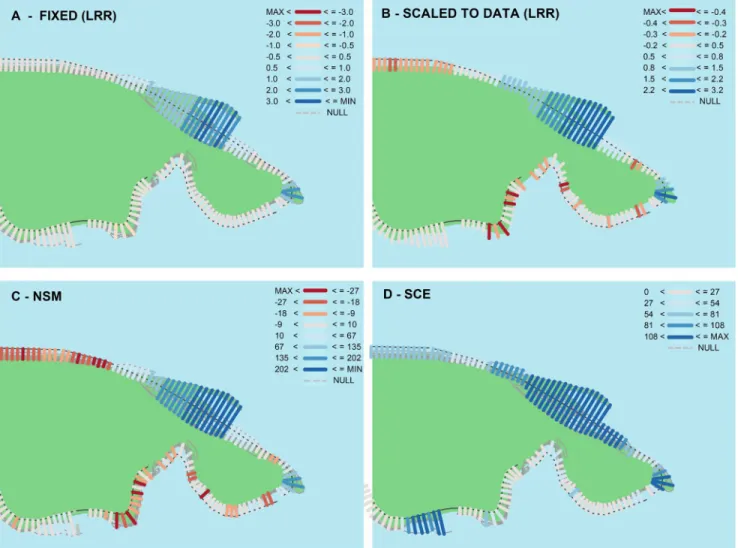 Gambar 32. Visualisasi data A, dengan skala tetap dan B, diskalakan ke opsi data yang diterapkan
