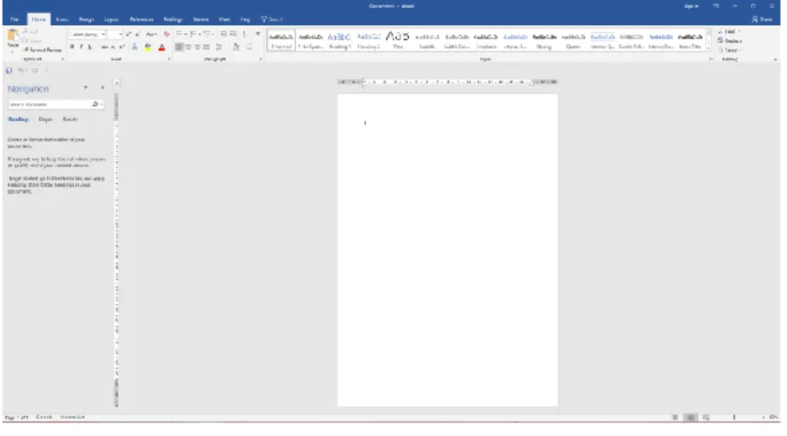 Gambar 2. Lembar kerja awal Microsoft Word 2016 