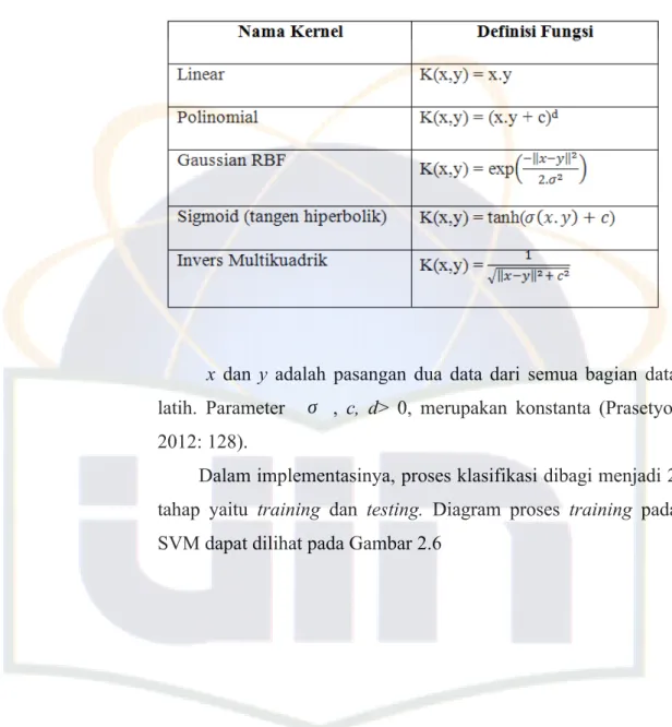 Tabel 2.3 Fungsi Kernel