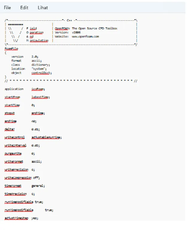 Gambar 1. 8 File Boundary  - File ControlDict 