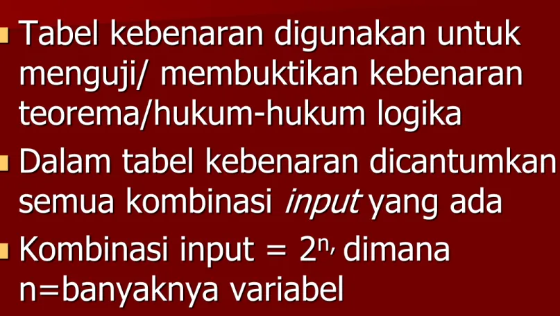 Tabel Kebenaran (1)