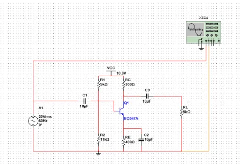 Figure 3. Rangkaian Utama Penguat Common Emitter 