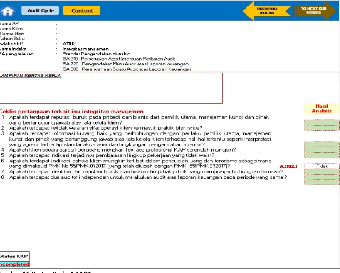 Gambar 16 Kertas Kerja A.1102  Cara pengisian: 