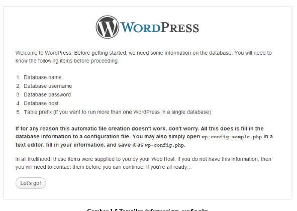 Gambar 1.4 Tampilan Pertama Instalasi Wordpress 
