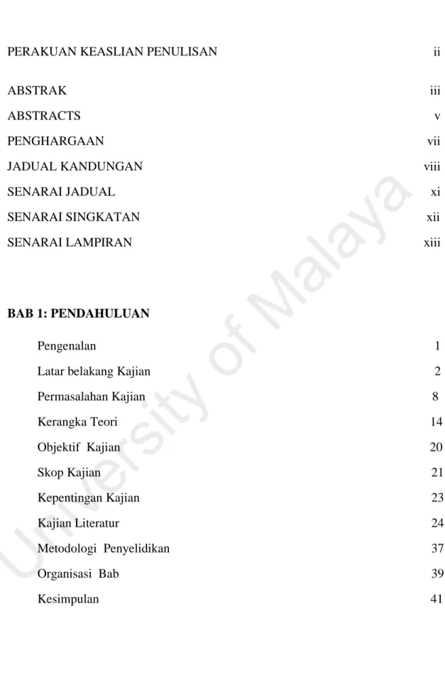 JADUAL KANDUNGAN viii