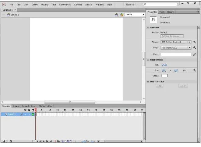 Gambar 2.3 Tampilan Halaman Utama Adobe Flash CS6 