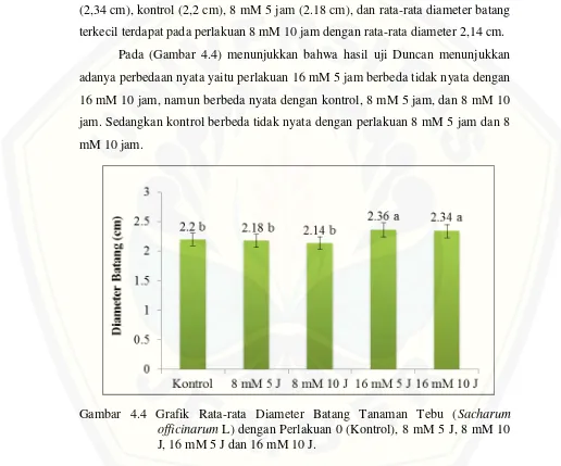 Gambar 4.4 Grafik Rata-rata Diameter Batang Tanaman Tebu (Sacharum 