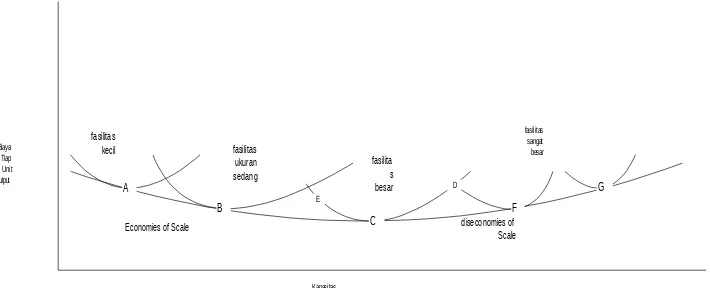 Gambar 4.1 Hubungan unit output dengan Ukuran Fasilitas