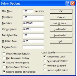 Figure 8.9  The Solver Reports for the Evolutionary Solver include a Population 
