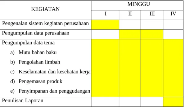 Tabel 2. 1 Susunan Kegiatan Kerja Praktik