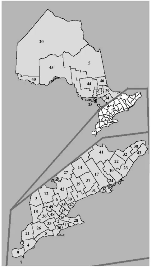 Figure 1Map of Ontario County/Regional Municipality/District Boundaries