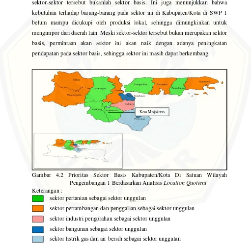 Gambar 4.2 Prioritas Sektor Basis Kabupaten/Kota Di Satuan Wilayah 