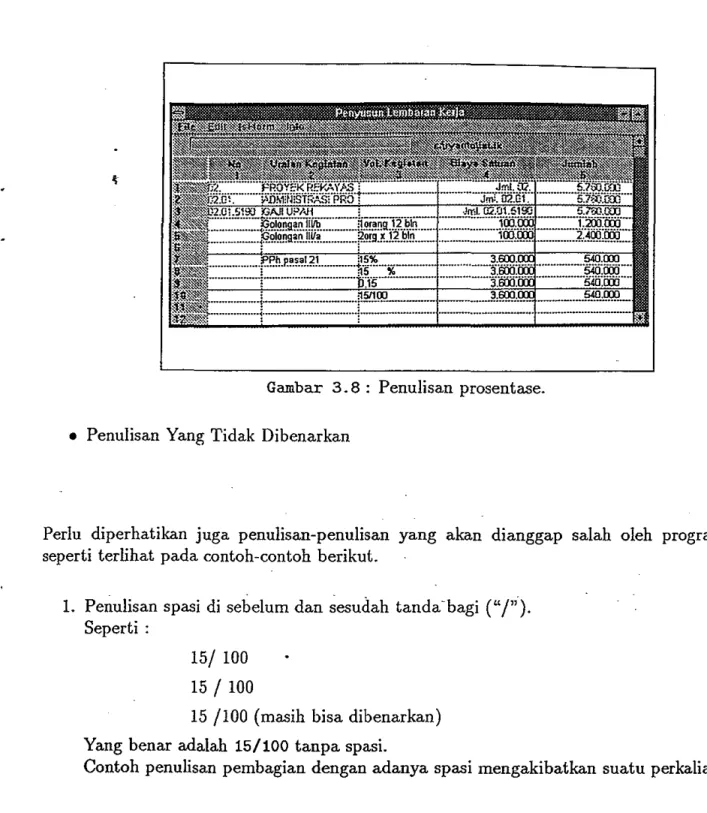 Gambar  3.8 :  Penulisan  prosentase . 